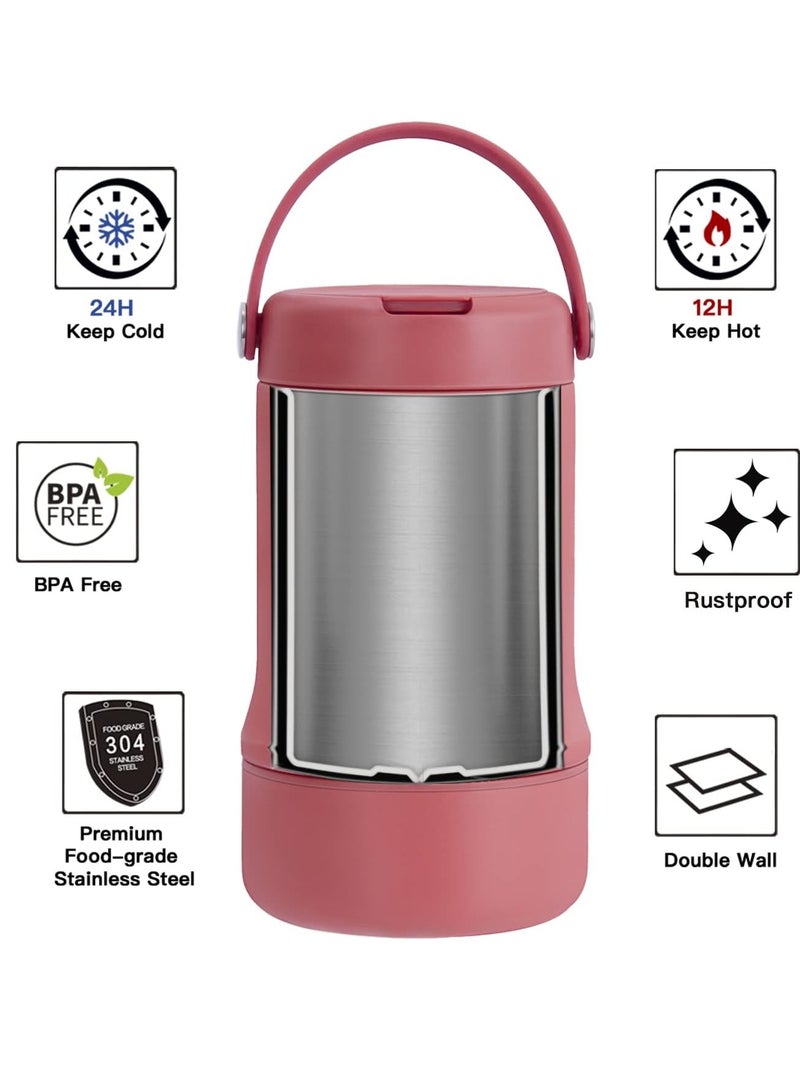 Ideus 20 oz Insulated Soup Thermo with Foldable Spolk and Bowl, All-in-one Stainless Steel Vacuum Thermal Food Jar for Lunch, Leakproof Bento Lunchbox... - Image 2