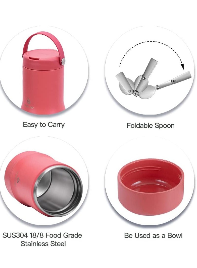 Ideus 20 oz Insulated Soup Thermo with Foldable Spolk and Bowl, All-in-one Stainless Steel Vacuum Thermal Food Jar for Lunch, Leakproof Bento Lunchbox... - Image 3