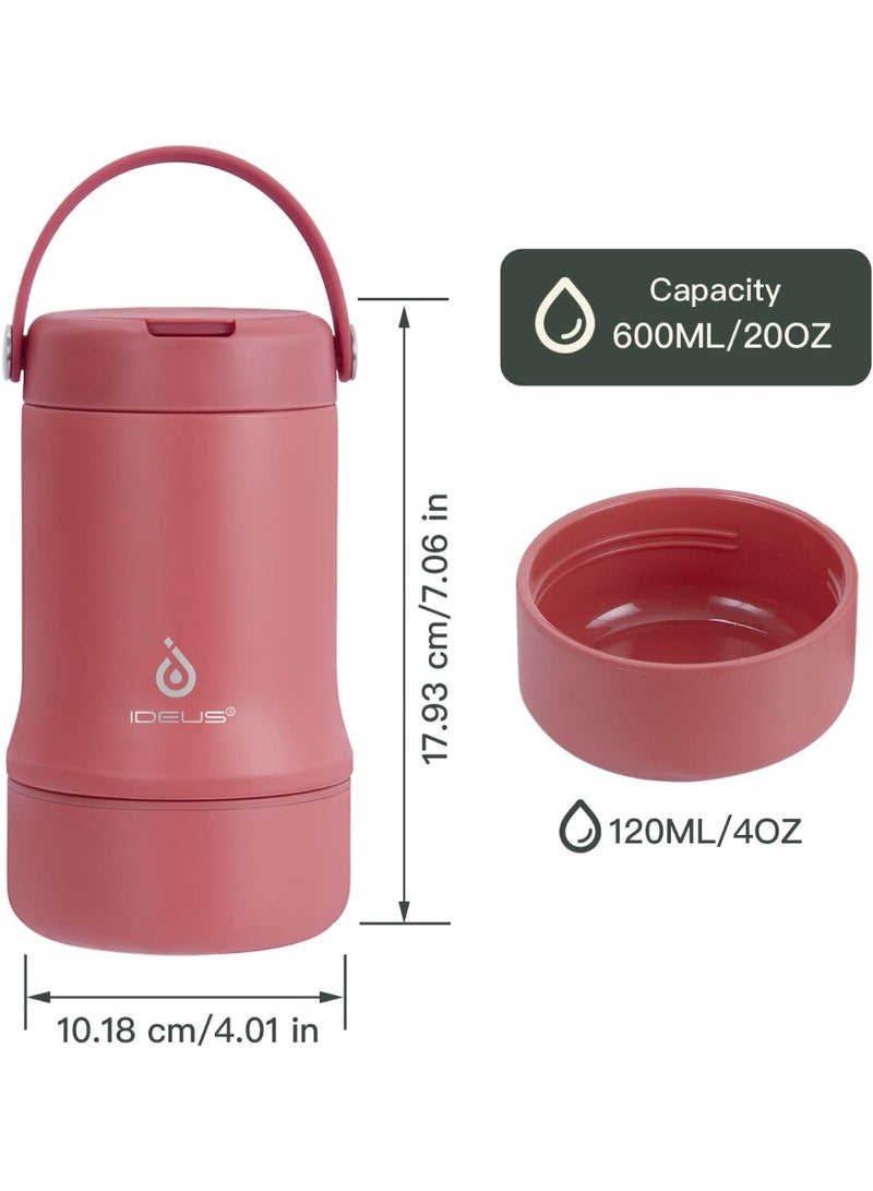 Ideus 20 oz Insulated Soup Thermo with Foldable Spolk and Bowl, All-in-one Stainless Steel Vacuum Thermal Food Jar for Lunch, Leakproof Bento Lunchbox... - Image 5