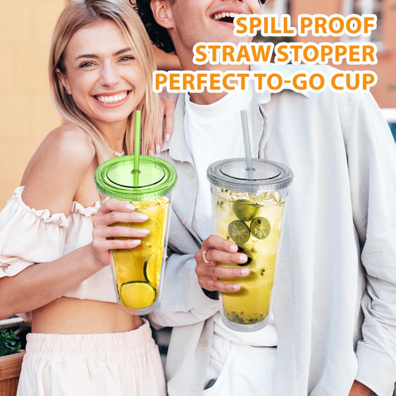 Zukro Clear Acrylic Tumbler with Straw and Lid 32 oz, Double Walled Insulated Reusable Plastic Iced Coffee Cup, To Go Cup Perfect for Parties, Birthdays, Fit in Cupholder, BPA Free, Red & Blue 2 Pack - Image 5