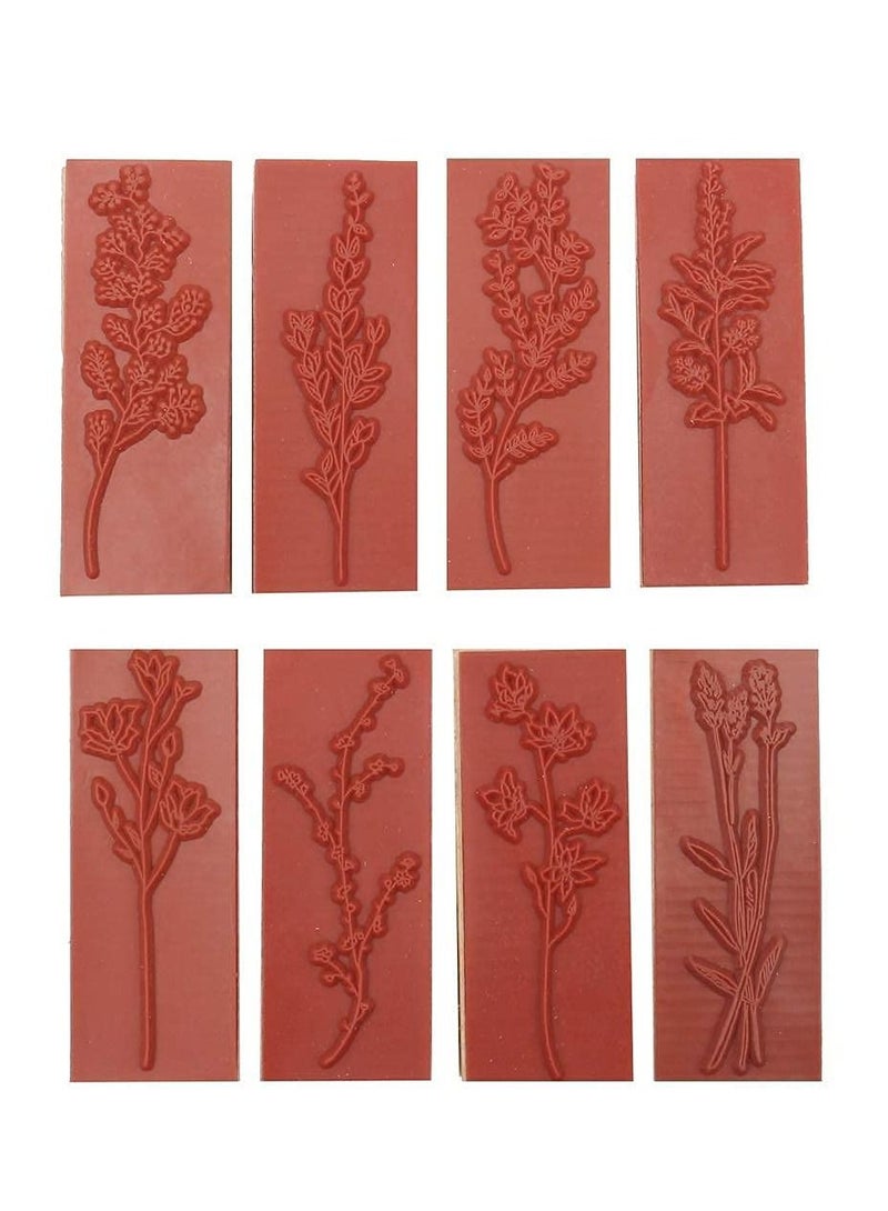 Y&D 8 Pieces Wood Mounted Rubber Stamps, Plant Flower Vintage Lotus Series Decorative Seal Stamp for DIY Craft, Letters Diary and Craft Scrapbooking, Gift Wrapping Cards  - Image 3