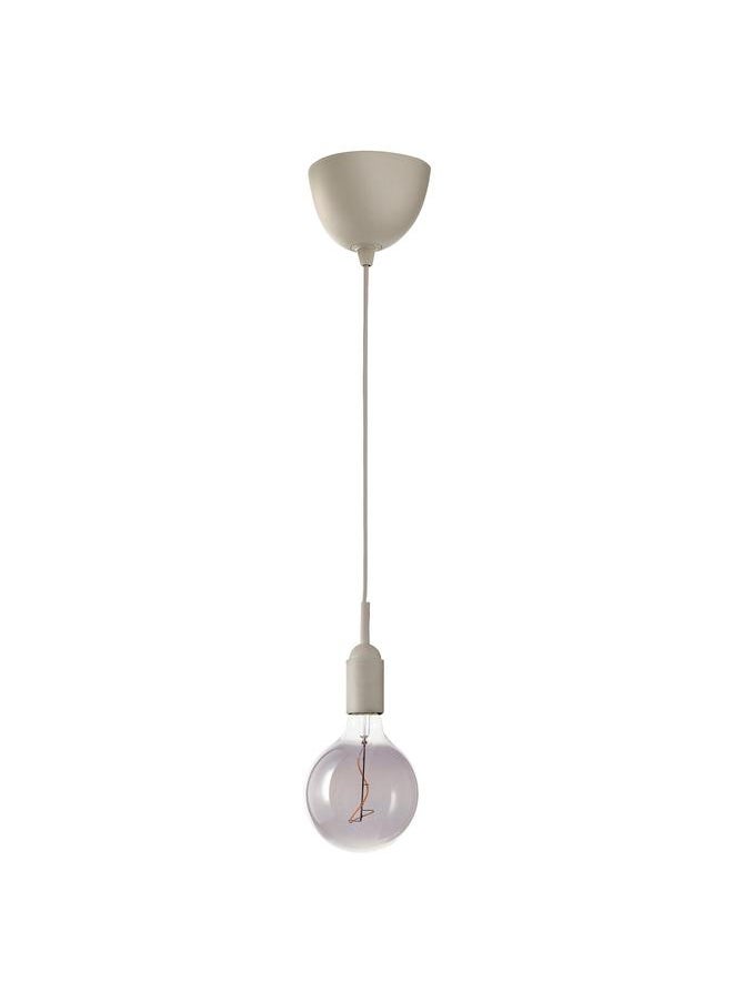 erorex Pendant Lamp With Light Bulb, Beige/Grey Clear Glass, 125 Mm  - Image 1