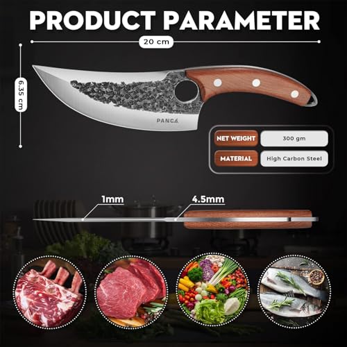 PANCA Premium 8 Inch Chef's Knife – Ultra Sharp High Carbon German Stainless Steel Blade | Ergonomic Wooden Handle | Forged Knife for Meat, Vegetables & Home Kitchen - Image 2