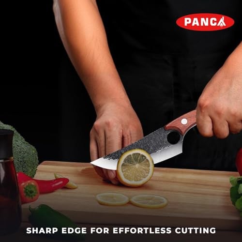 PANCA Premium 8 Inch Chef's Knife – Ultra Sharp High Carbon German Stainless Steel Blade | Ergonomic Wooden Handle | Forged Knife for Meat, Vegetables & Home Kitchen - Image 4