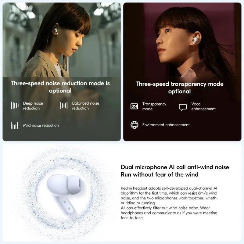 سماعات Redmi Buds 5 ، 46dB ANC ، عمر البطارية 40h ، سماعات بلوتوث 5.3 ، أسود - Image 3