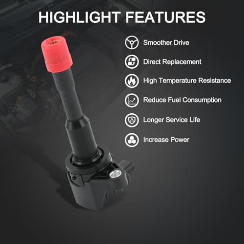 DICMIC Set of 4 Ignition Coil Pack Compatible with 2003-2010 Honda Civic Hybrid L4 1.3L Replace# UF374, 30521PWA003, 30521PWAS01 - Image 4