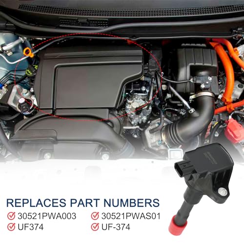 DICMIC Set of 4 Ignition Coil Pack Compatible with 2003-2010 Honda Civic Hybrid L4 1.3L Replace# UF374, 30521PWA003, 30521PWAS01 - Image 3
