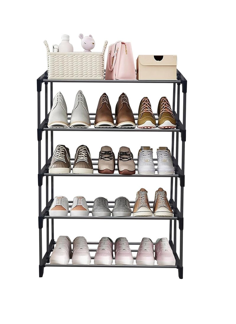 GlowSilk GlowSilk Heavy Metal Adjustable Shoe Rack 5 Shelves Foldable Open Book ShelfBook Rack Shoes Storage Rack for Home Shoe Stand Shelf DoItYourself  - Image 1