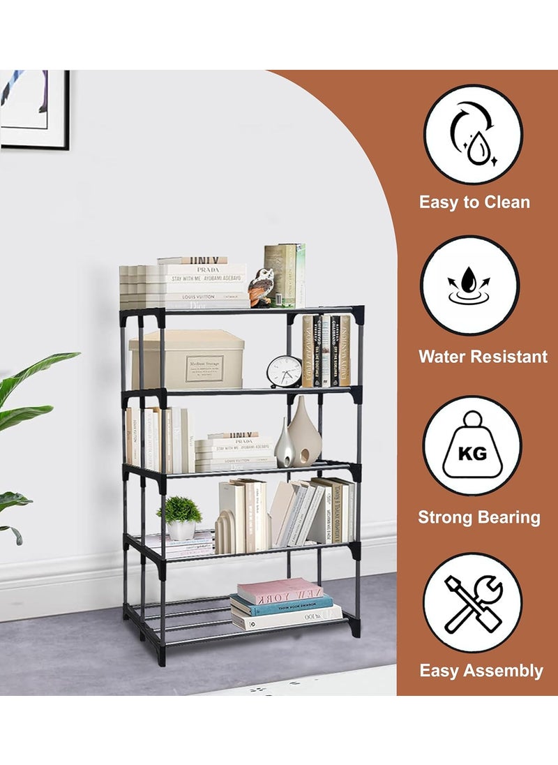 GlowSilk GlowSilk Heavy Metal Adjustable Shoe Rack 5 Shelves Foldable Open Book ShelfBook Rack Shoes Storage Rack for Home Shoe Stand Shelf DoItYourself  - Image 4
