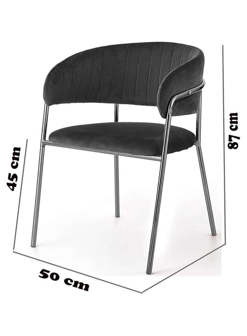 Poppins Home Poppins HOME  Modern Comfortable Velvet Living Room Chair Gold Legs Dining Chair XD331 (Light Grey) - Image 2