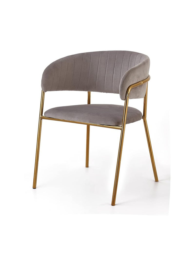 Poppins Home Poppins HOME  Modern Comfortable Velvet Living Room Chair Gold Legs Dining Chair XD331 (Light Grey) - Image 1