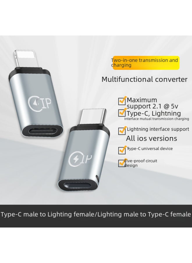 Generic - Type-c To Lightning Adapter Chip Type-c To Usb Adapter Data Transmission Supports Mobile Phone-Color:lighting Female Seat To Type-c Male Head - Image 1