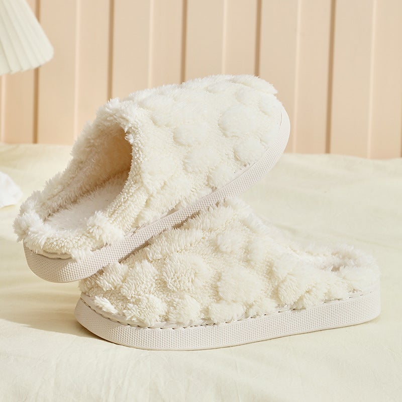 Cotton Slippers for Men and Women, Indoor Warm Plush Non-Slip Soft Sole Couple Style, Winter Home Slippers