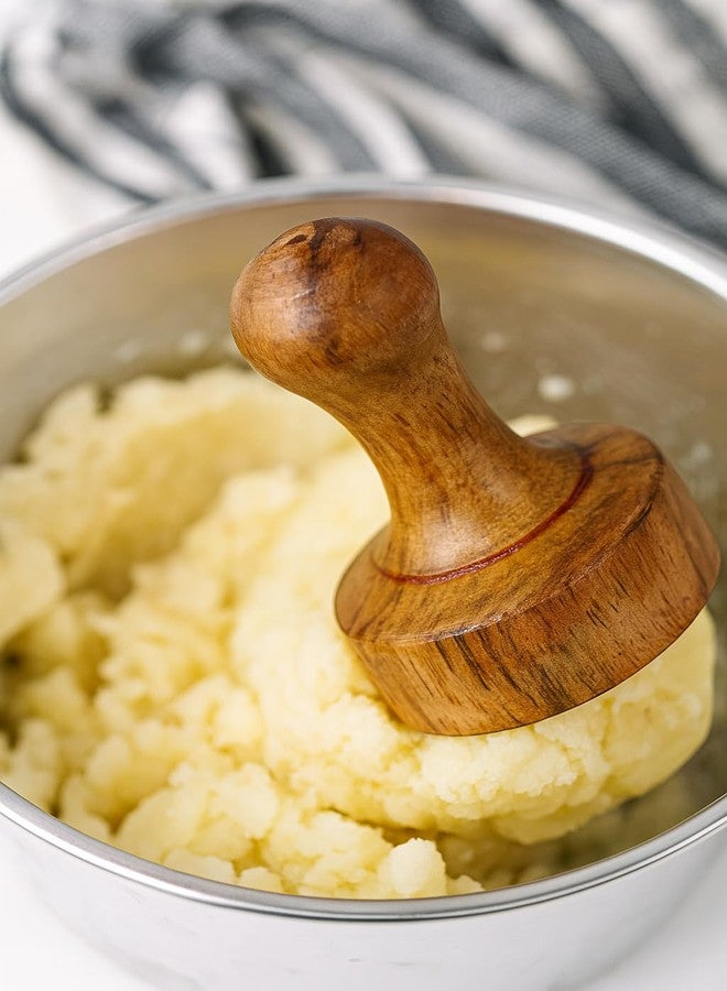 YADNESH Wooden Potato Masher Wooden Food Masher Vegetable Smasher Roti Chapati Presser Roti Bhakri Or Khakara on Tava Presser Crusher - Image 3
