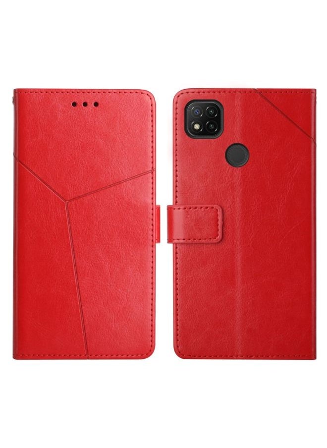 HuHa Case Cover For Xiaomi Redmi 9C Y Stitching Horizontal Flip Leather Phone Case Red 