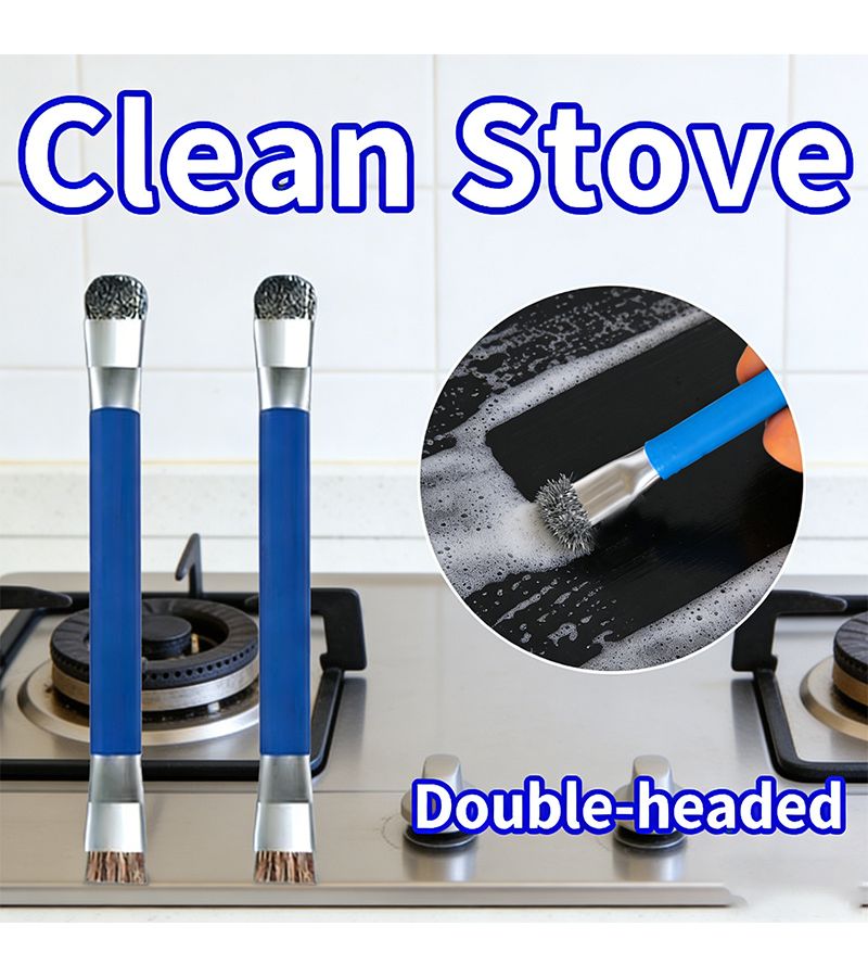 Heavy Duty Kitchen Gas Stove Cleaning Brush Blue Black Stainless Steel Multi Functional Dead Corner Brush Reusable - Image 3