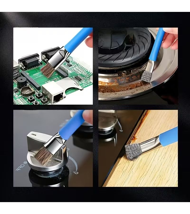 Heavy Duty Kitchen Gas Stove Cleaning Brush Blue Black Stainless Steel Multi Functional Dead Corner Brush Reusable - Image 4