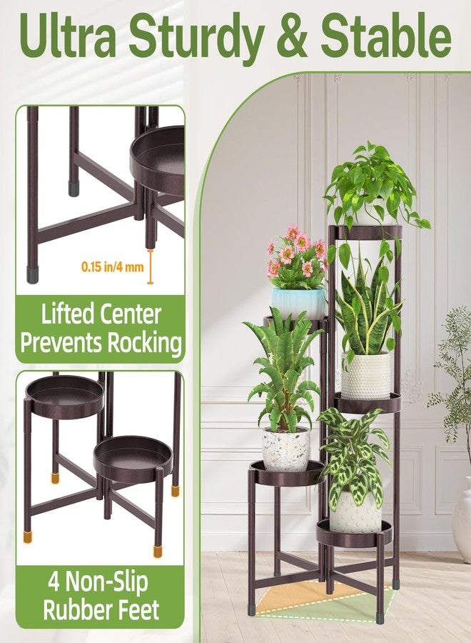 iDavosic.ly 5 Tier Metal Plant Stand for Indoor Outdoor, Folding Tiered Corner Flower Display Holder Shelf, 31 Inch Tall Orchid Rack for House Patio Balcony Garden Living Room, Violet Bronze - Image 4