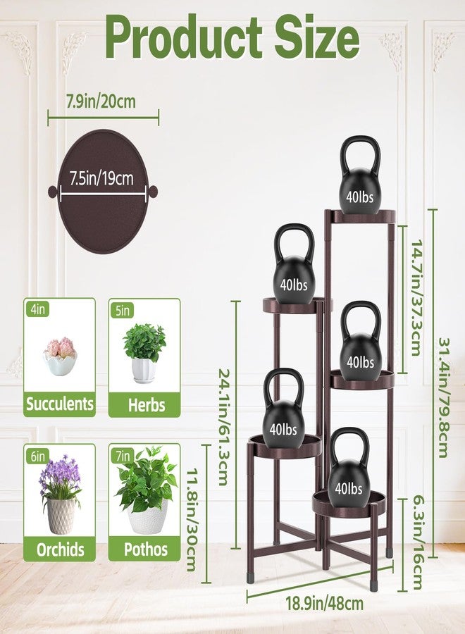 iDavosic.ly 5 Tier Metal Plant Stand for Indoor Outdoor, Folding Tiered Corner Flower Display Holder Shelf, 31 Inch Tall Orchid Rack for House Patio Balcony Garden Living Room, Violet Bronze - Image 3