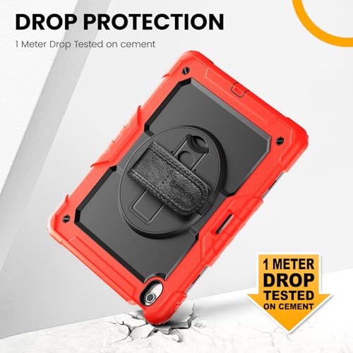 timecity for iPad (A16) 11th/ 10th Generation Case 11''/ 10.9 Inch (2025/2022) - Heavy Duty Protective Cover with Screen Protector, Stand, Shoulder Strap & Pencil Holder | Kids-Friendly - Red - Image 3