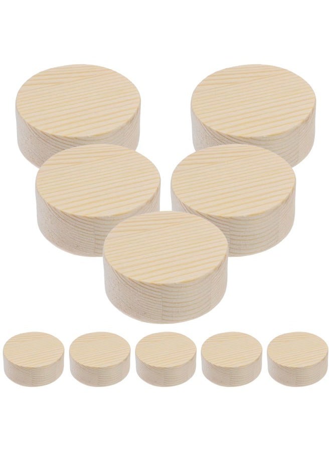ULTNICE 10pcs Unfinished Round Wooden Block Unpainted Wood Cylinder DIY Wooden Craft Wood Blocks Wooden Round Slices for DIY Arts and Craft (5x2cm) - Image 1