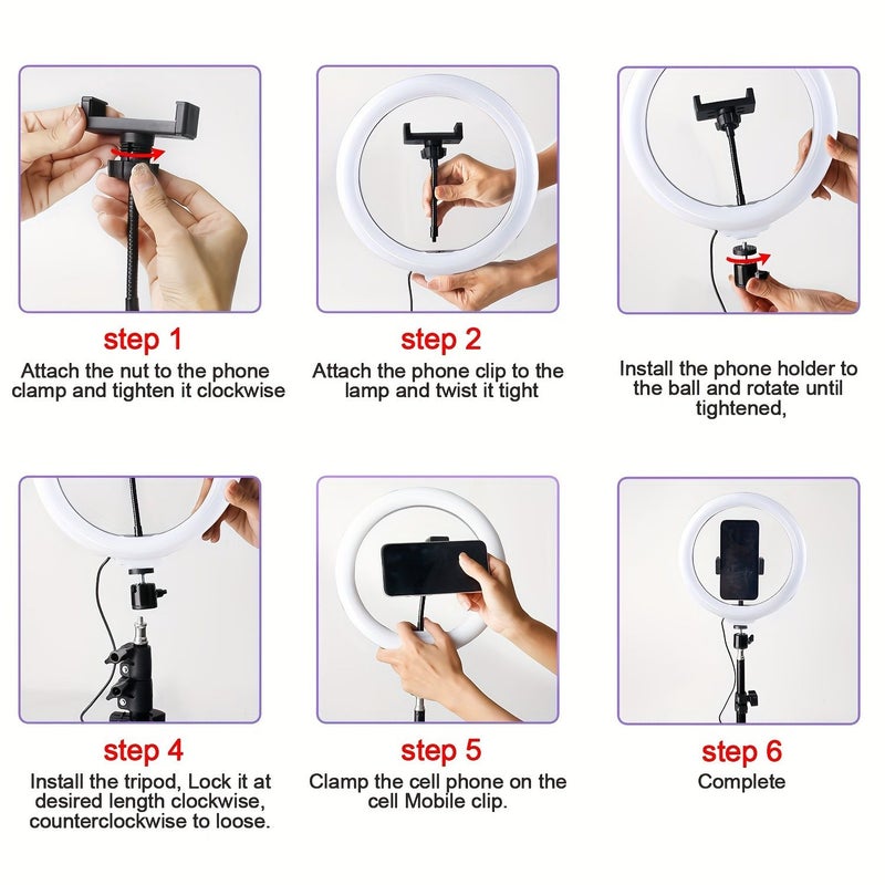 زومي 10 بوصة ضوء حلقة أسود مع حامل ثلاثي القوائم 43 بوصة 38 وضع ألوان USB للكاميرا - Image 5