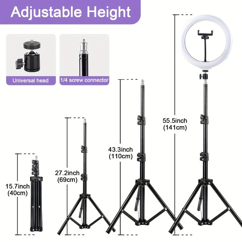 زومي 10 بوصة ضوء حلقة أسود مع حامل ثلاثي القوائم 43 بوصة 38 وضع ألوان USB للكاميرا - Image 3