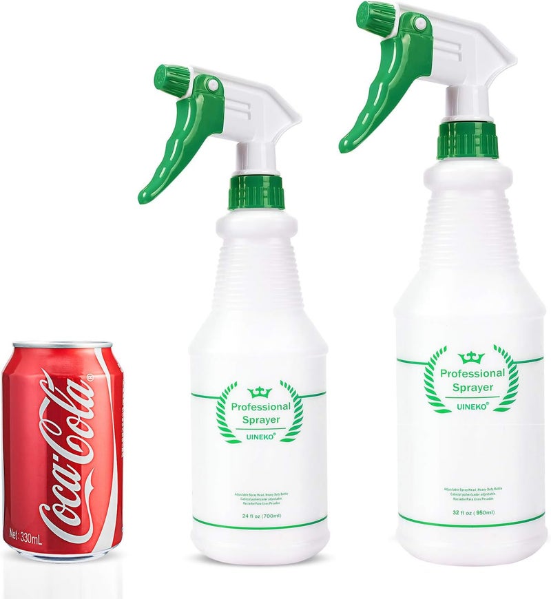 Uineko Plastic Spray Bottle (3 Pack, 32 Oz, 3 Colors) Heavy Duty All-Purpose Empty Spraying Bottles Leak Proof Commercial Mist Water Bottle for Cleaning Solutions Plants Pet with Adjustable Nozzle - Image 3