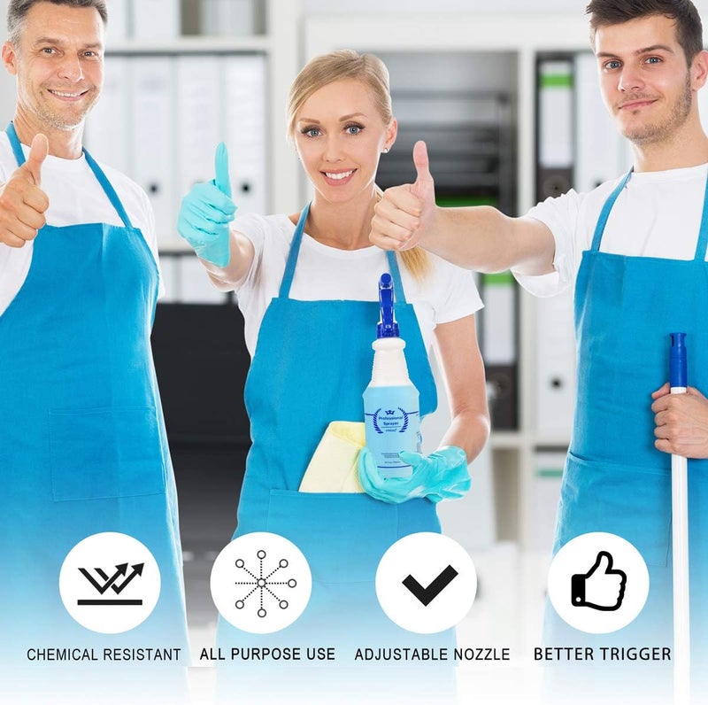 Uineko Plastic Spray Bottle (3 Pack, 32 Oz, 3 Colors) Heavy Duty All-Purpose Empty Spraying Bottles Leak Proof Commercial Mist Water Bottle for Cleaning Solutions Plants Pet with Adjustable Nozzle - Image 2