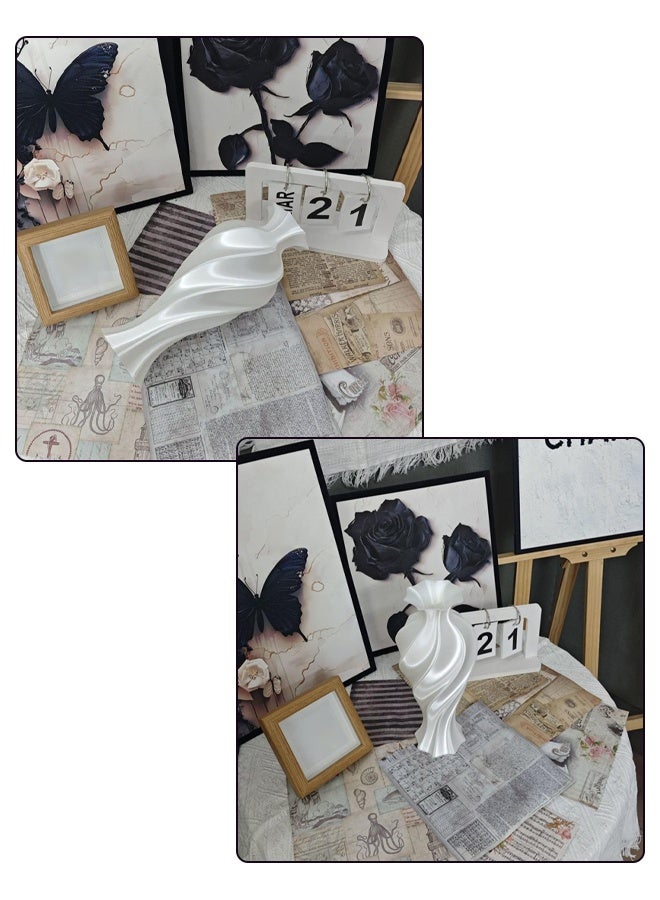 DUNISO Antique Ceramic Vase 3D Printed Abstract Retro Flower Arrangement Decoration Ornament Geometric Design Decorative Flowers Vase for Home Decor, Living Room, Entryway, Wedding - Image 3