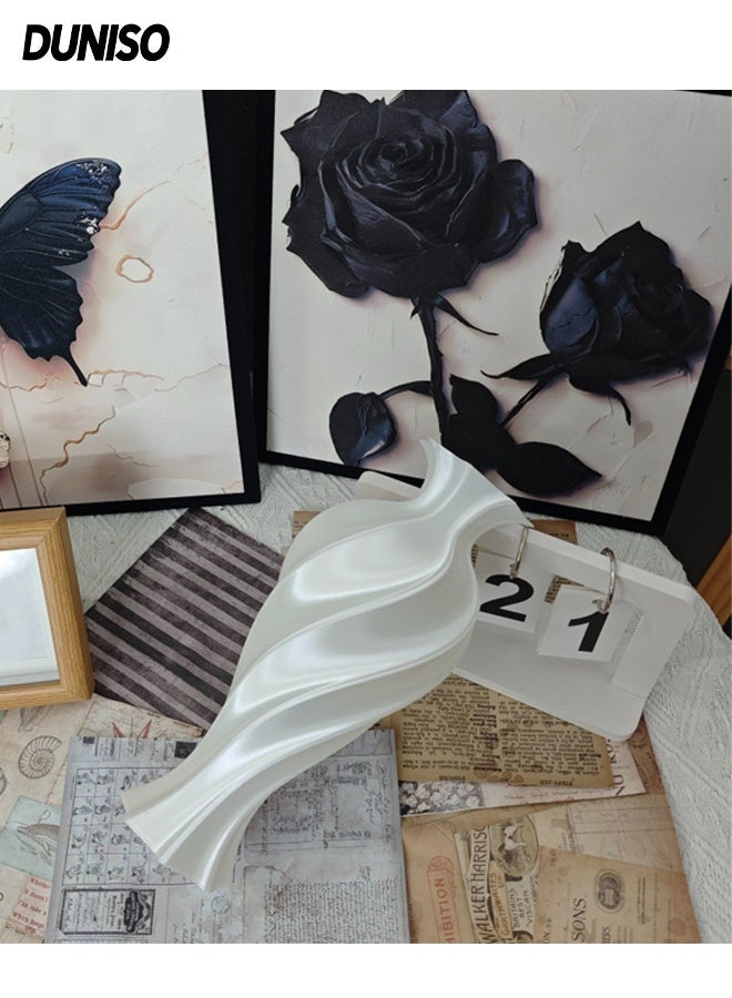 DUNISO Antique Ceramic Vase 3D Printed Abstract Retro Flower Arrangement Decoration Ornament Geometric Design Decorative Flowers Vase for Home Decor, Living Room, Entryway, Wedding - Image 1