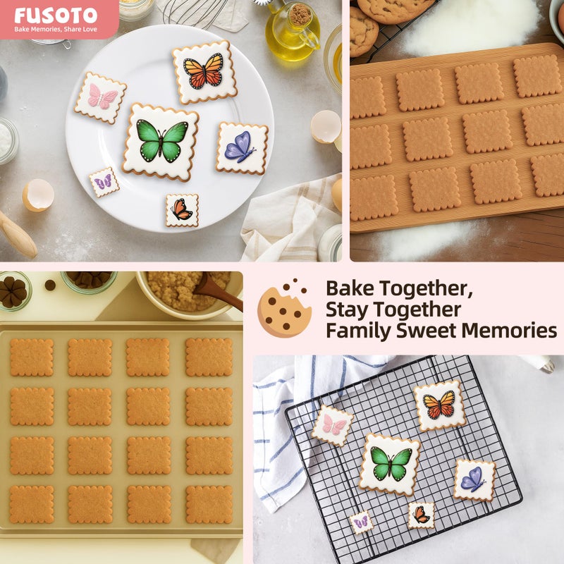 FUSOTO Square Cookie Cutter Set - 6 Piece Shaped Geometric Cookie Cutter for Kitchen Baking, Stainless Steel, (1.5", 2", 2.5", 3", 3.5", 4"), Square - Image 4