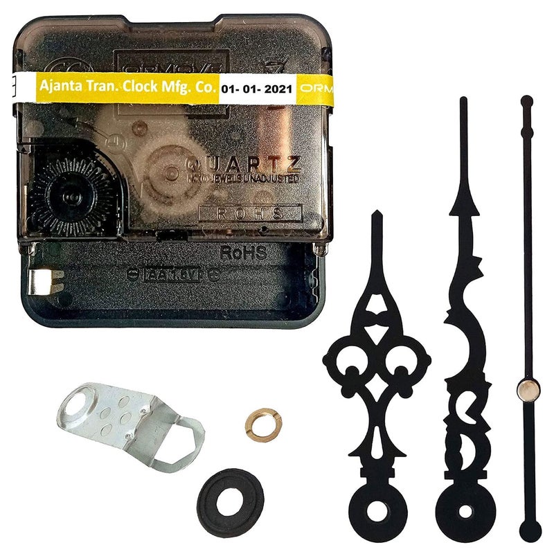Ingo creation Plastic Analog Ajanta Mfg. Quartz Battery Operated Ticking Movement Machine With Antique Needle Hands For Wall Clock (5.5 X 5.5 1.6Cm, Black) - Image 1