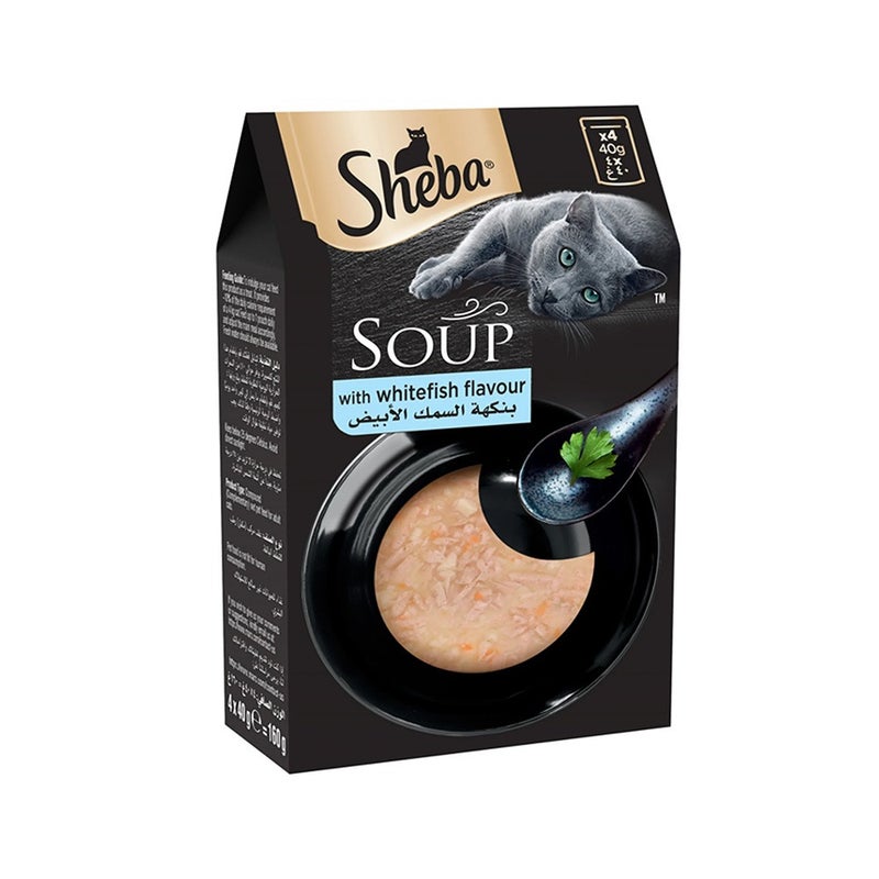 شيبا أكياس طعام رطب كلاسيكس سوب بنكهة السمك الأبيض للقطط من شيبا - 4 أكياس - 40 جم