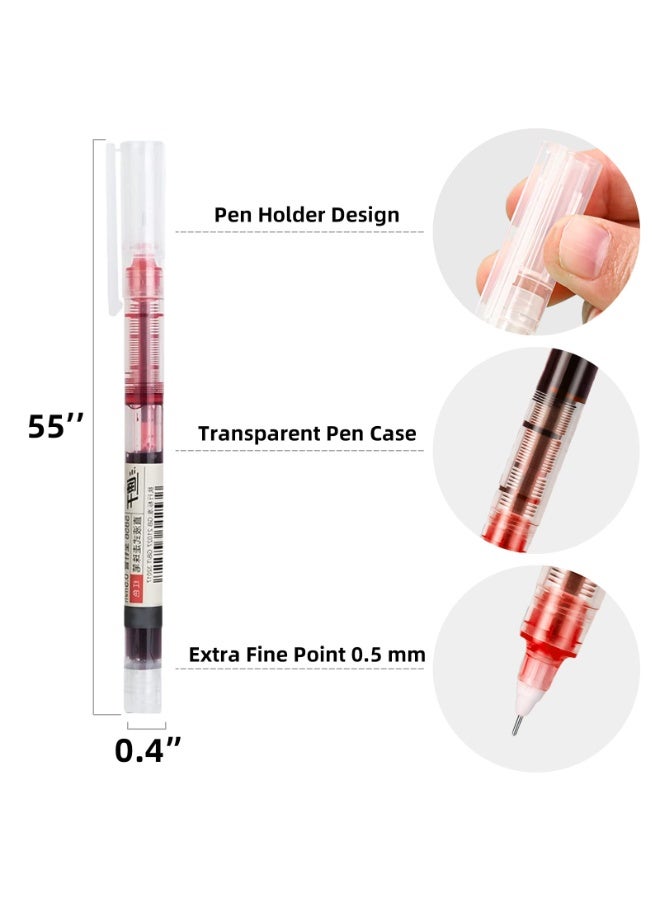 Kaco 12 PCS Red Gel Pens – 0.5mm Fine Tip, Ultra Fast Drying & Waterproof Ink – Smooth Writing for School, Office, Drawing, Outlining - Image 2