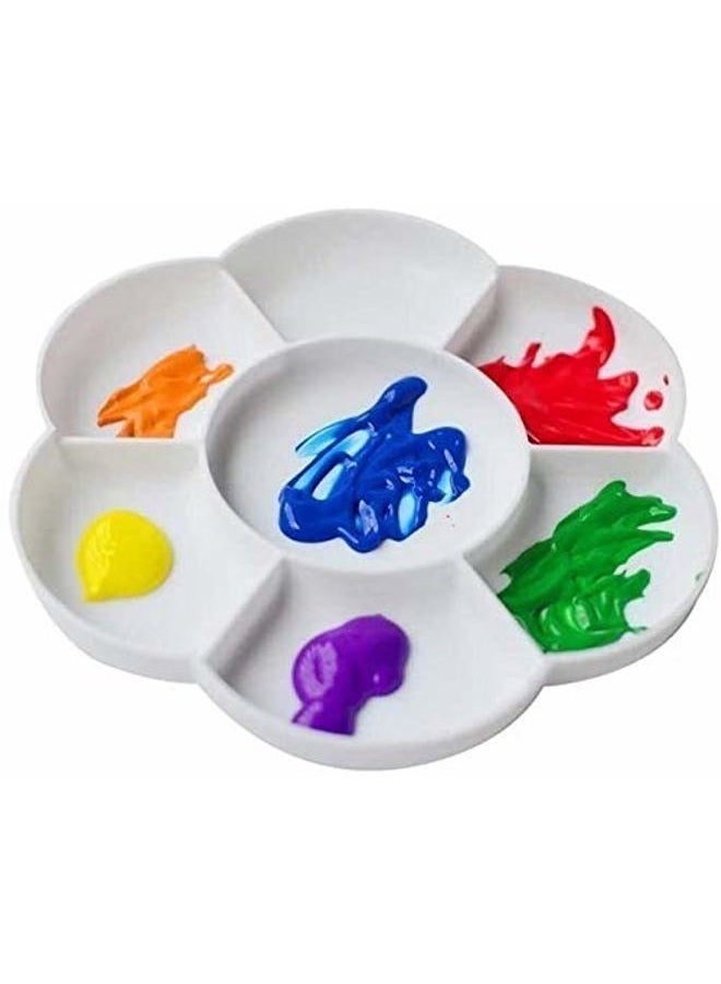 Akebrog 2pcs Paint Pallet, 6.5" Plastic Paint Tray Reusable Flower Paint Palette for Kids Acrylic Watercolor Oil Painting Color Mixing DIY Art Craft, Easy to Wash - Image 1