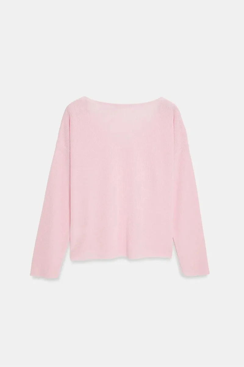 Dilvin Blush Pink DILVIN Women's V-neck Ribbed Knit Sweater for Women | Best Price UAE