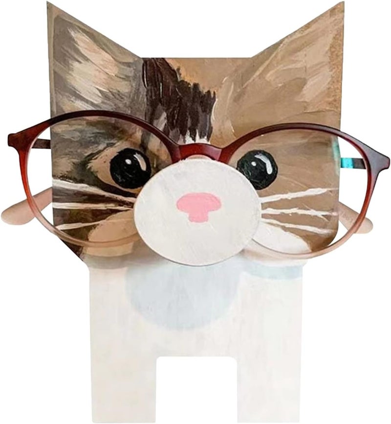 comfrt Creative Cute Animal Glasses Holder Stand, Handmade Wooden Carving Eyeglass Holder, Support for Sunglasses, Sunglasses Spectacle Display Rack Ornaments for Home, Office, Desk, - Image 1