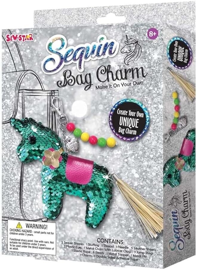 Sew-Star Sew Star Sequin Hanger Bag charm DIY for kids-Unicorn SS-18-011, 8+ 