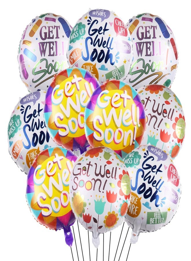 ALLPICK 10PCS Get Well Soon Foil Balloons for Family Friends Party Get Well Soon Theme Party - Image 1