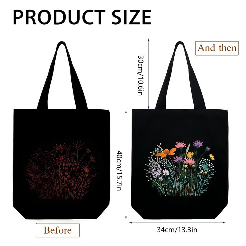 MAMUNU Canvas Tote Bag Embroidery Kit with Pattern, Beginner Embroidery Kits for Adults, Arts and DIY Crafts Embroidery Starter kit, Include Stamped Embroidery Bag, Embroidery Hoops, Color Threads and Tool. - Image 4