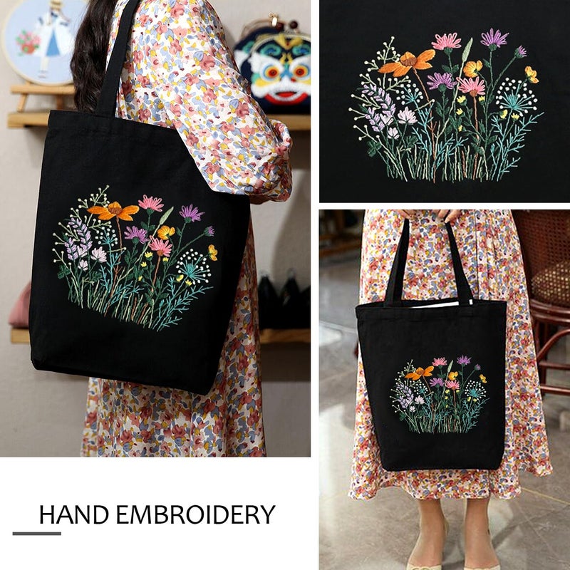 MAMUNU Canvas Tote Bag Embroidery Kit with Pattern, Beginner Embroidery Kits for Adults, Arts and DIY Crafts Embroidery Starter kit, Include Stamped Embroidery Bag, Embroidery Hoops, Color Threads and Tool. - Image 3