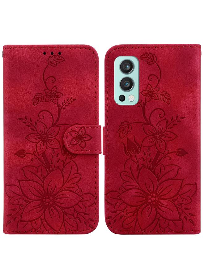 erorex Case For OnePlus Nord 2 5G Lily Embossed Leather Phone Case  - Image 1