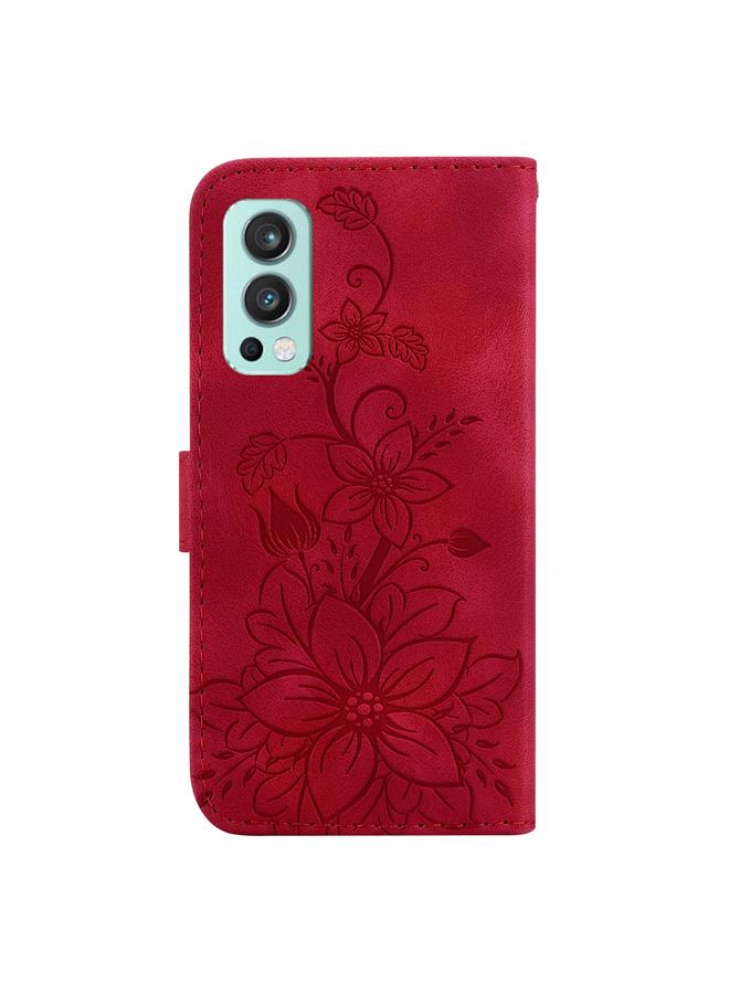 erorex Case For OnePlus Nord 2 5G Lily Embossed Leather Phone Case  - Image 3