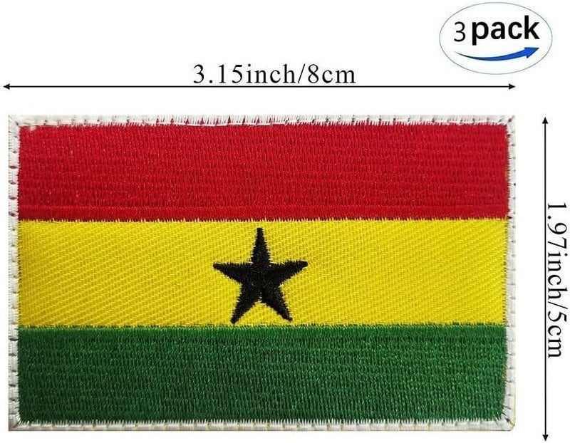 JAVD 3 Pack Ghana Flag Embroidery Patches for Hats, Tactical Bags, Jackets, Clothes - Image 2