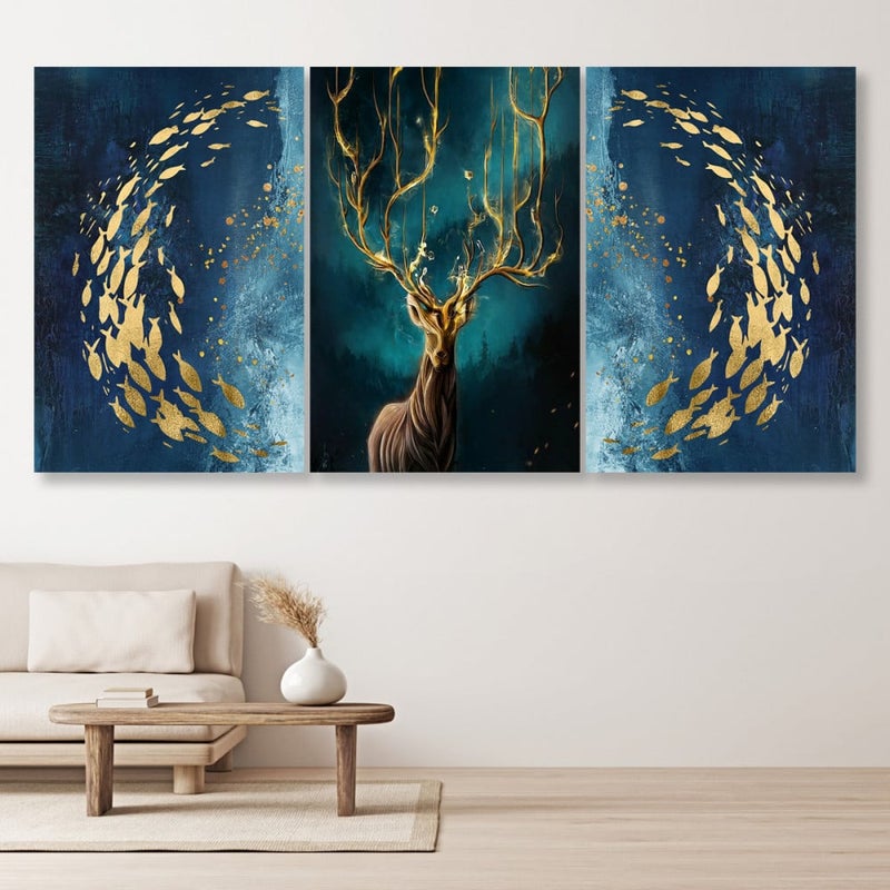 Marktna Three modern canvas paintings with a hollow frame, measuring (150×70), three pieces - Image 1
