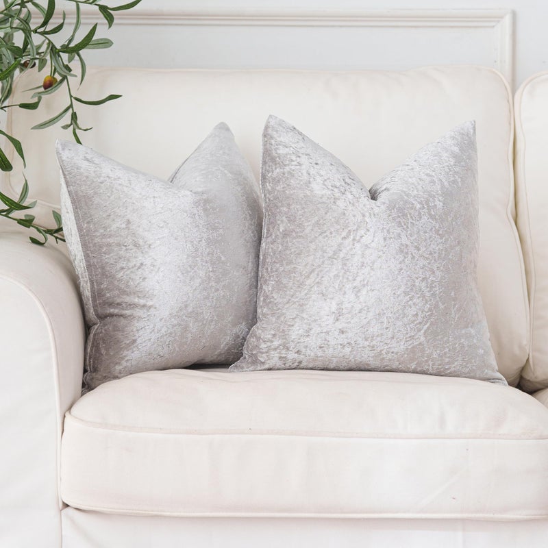 NiNi ALL Velour Throw Pillow Covers Silver Grey 22x22 Inch Set of 2 Decorative Luxurious Velvet Pillow Cover Glossy Pillowcase Cushion Cases for Couch Sofa and Home Decor - Image 2