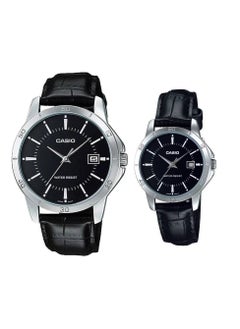 CASIO ساعة كوارتز تناظرية بحزام جلدي للزوجين MTP/LTP-V004L-1A  - Image 1