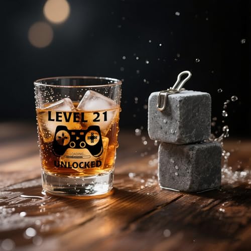 Ithmahco 21st Birthday Gifts for Him Her - Level 21 Unlocked - Birthday Shot Glass with Wooden Box - Cheers To 21 Years Old, Finally 21st Party Decoration - Turning 21 Bday Gift for Men Brother Friend - Image 3