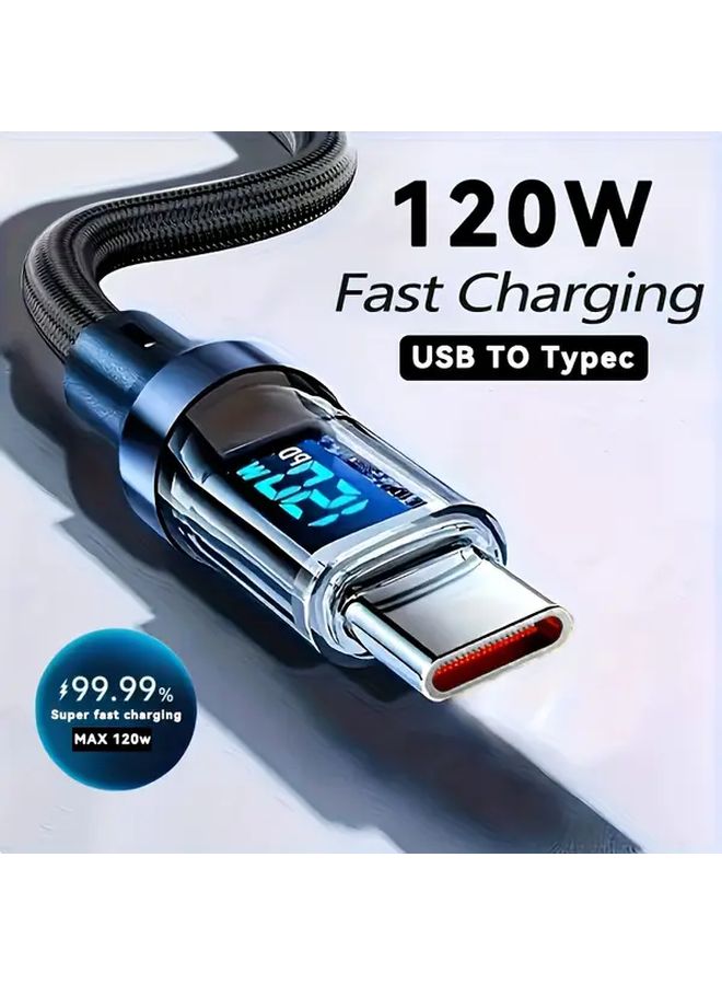 11.02 Inch Digital Display USB A To Type C Fast Charging Data Cable - Image 1